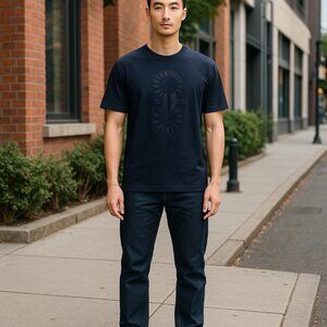 $895 Authentic SALVATORE FERRAGAMO Made in ITALY Men's Navy Blue T-Shirt Sz.2XL